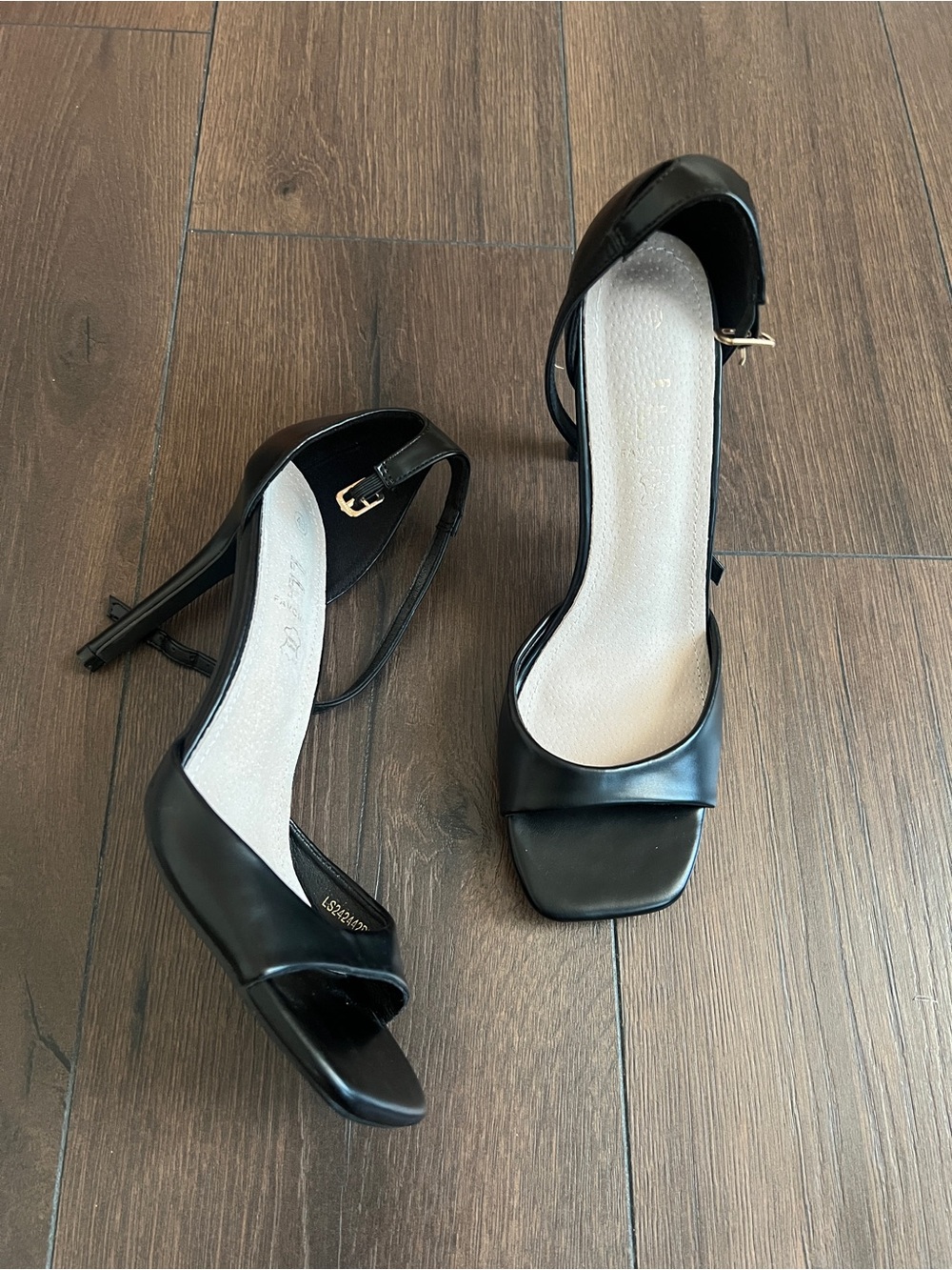 Classic Black Open-Toe Ankle Strap Heels